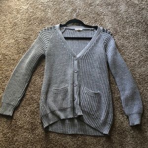 Gray knitted cardigan with studs